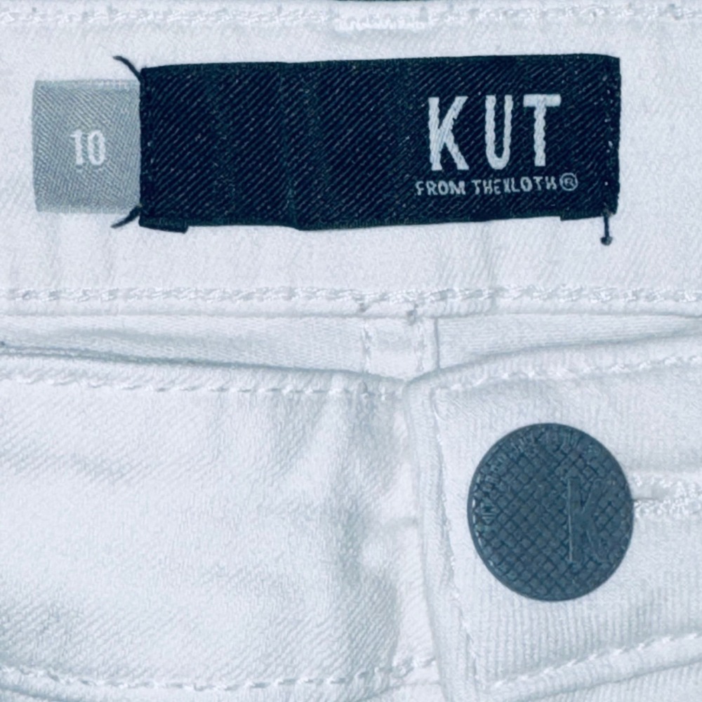 Kut from the Kloth Denim Shorts Womens 10 White Frayed Hem Excellent - Picture 3 of 10
